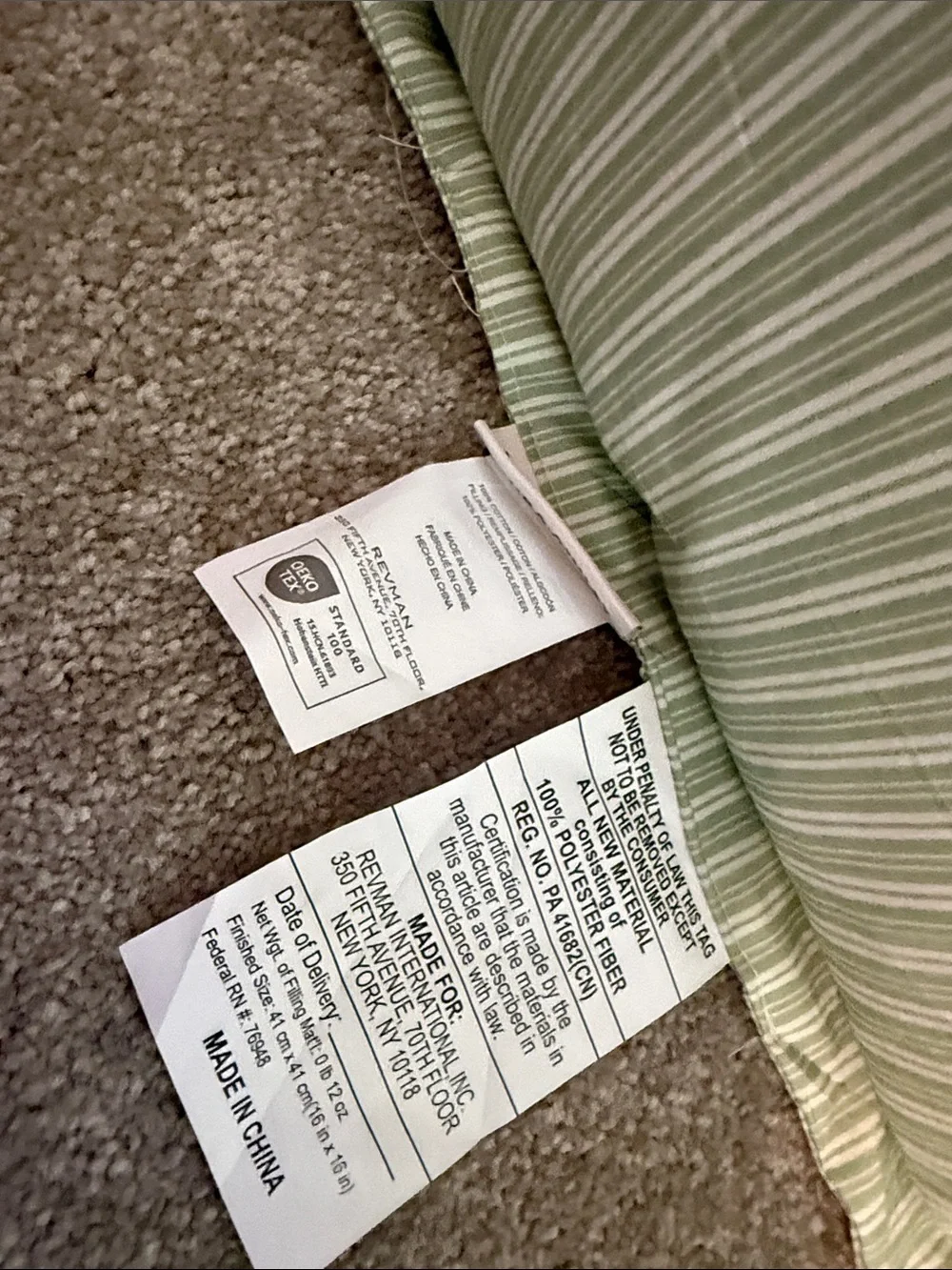 Laura Ashley Cream Pillow with Sage Green Botanical Embroidery set of 2 pillows